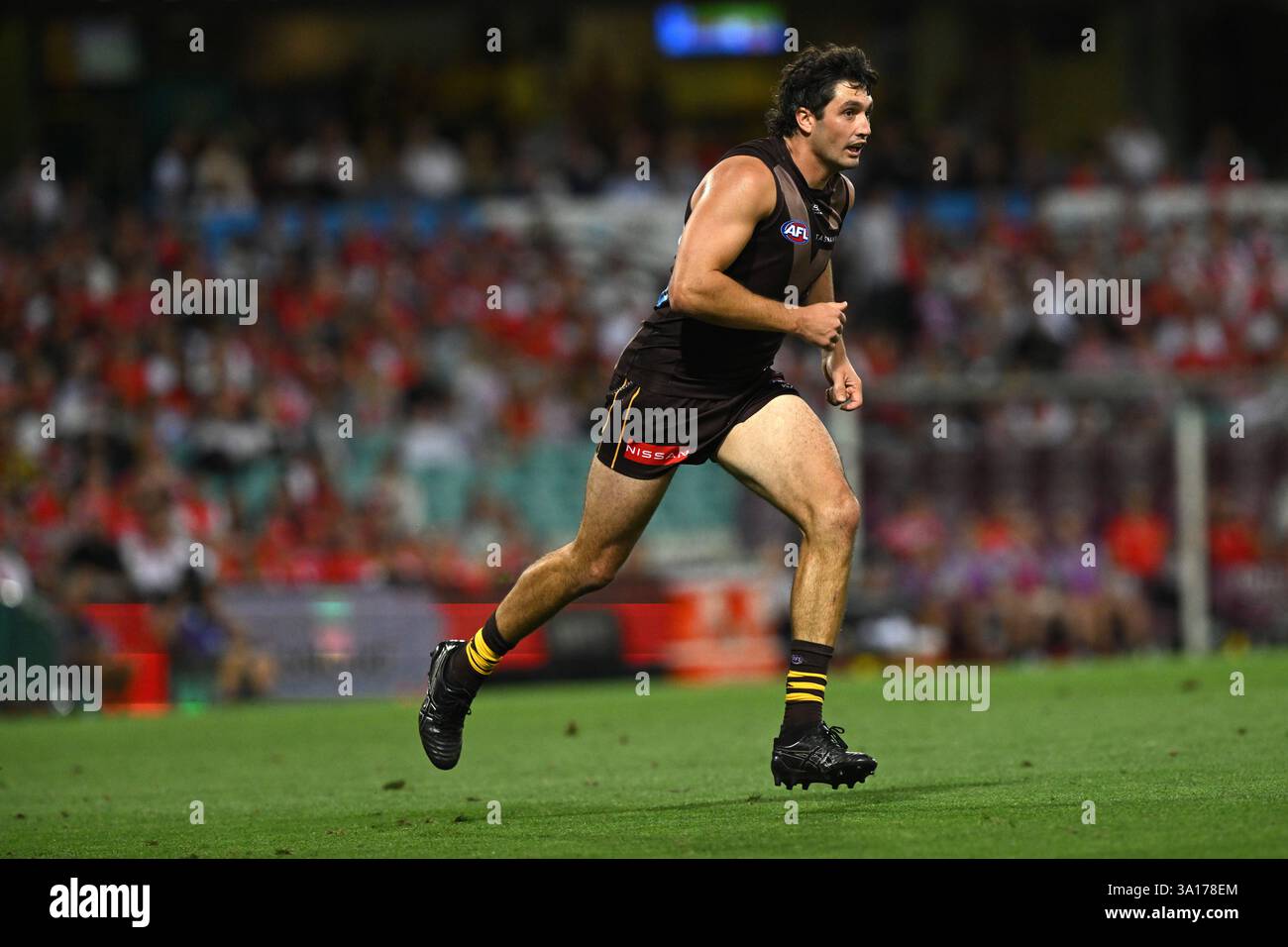 Sydney, Australia. 07th Mar, 2025. Tom Barrass of the Hawks during the ...