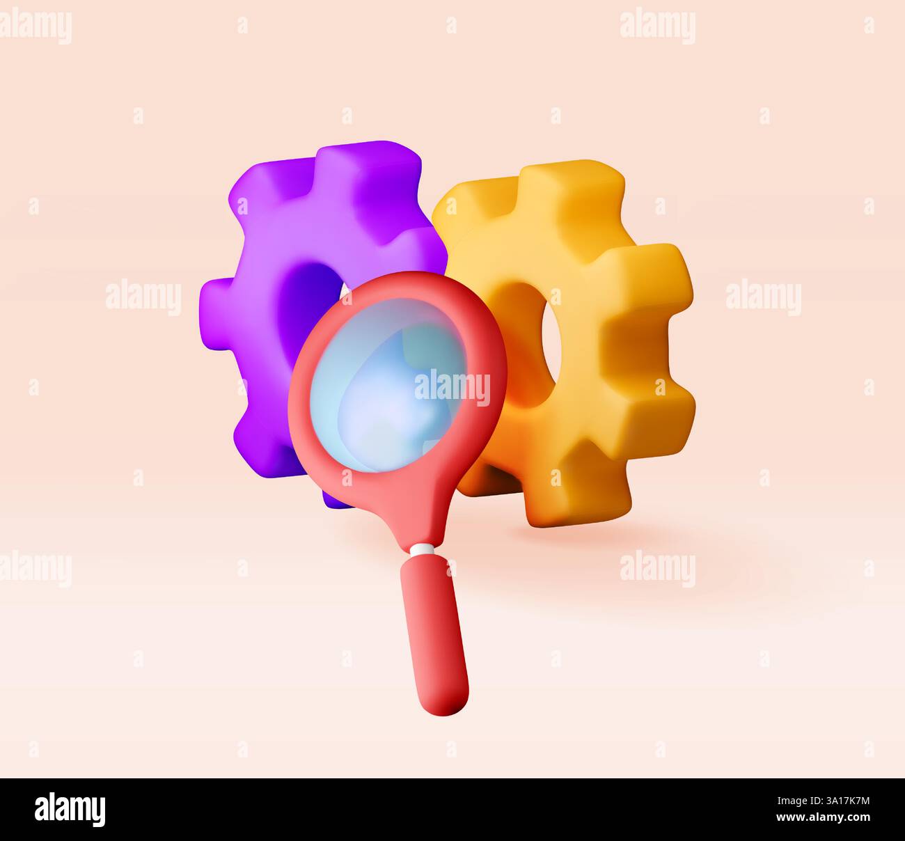 3D cog gears with magnifying glass isolated Stock Vector Image & Art ...