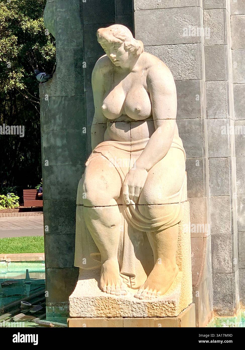 Park in Tenerife Canary Island Islands Spain Cacti plants big trees Palm tree statue statues walk walking visit old quant life living locals people - Smartphone Captured Stock Image