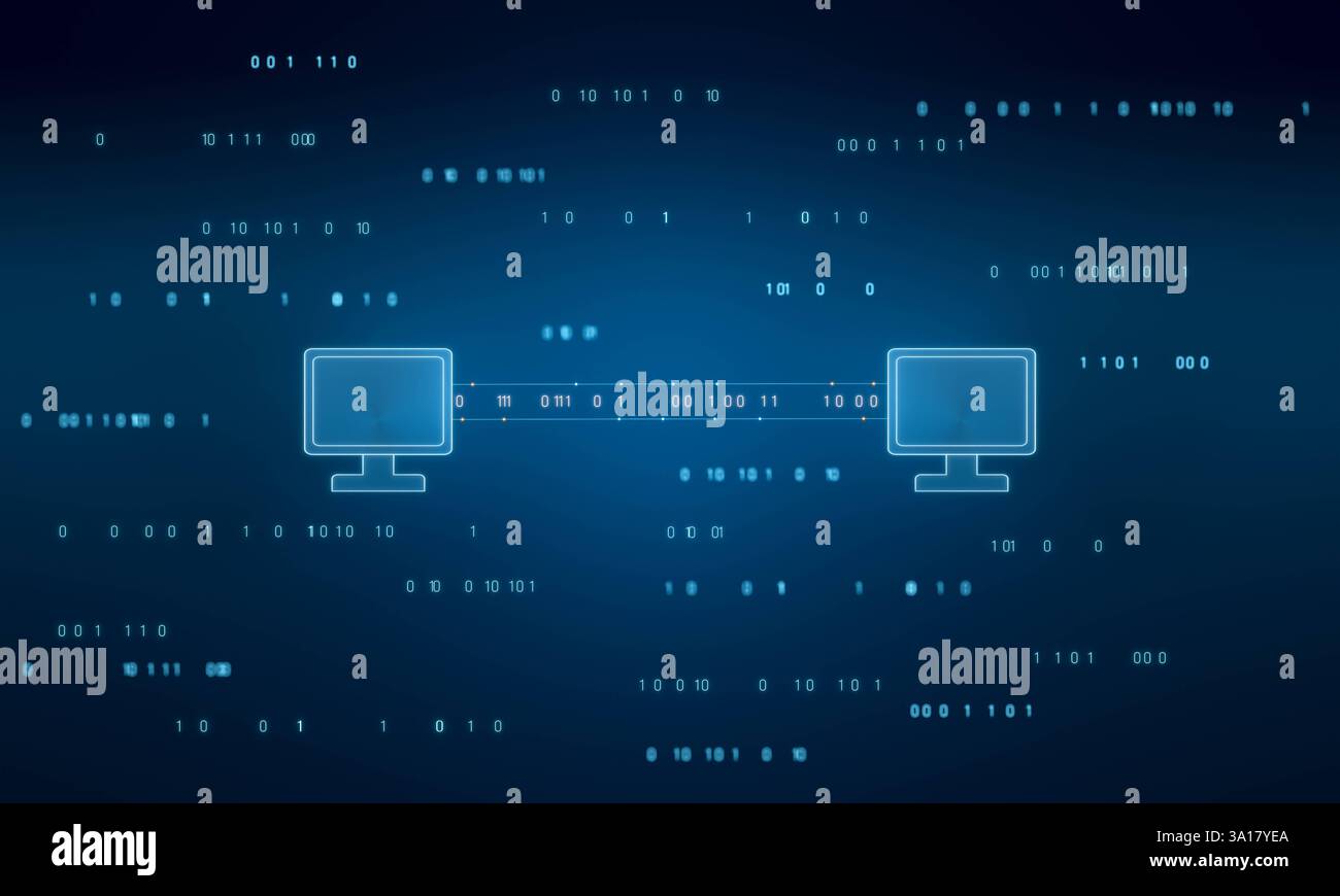 Data exchange between two computer, communication, connection, binary ...