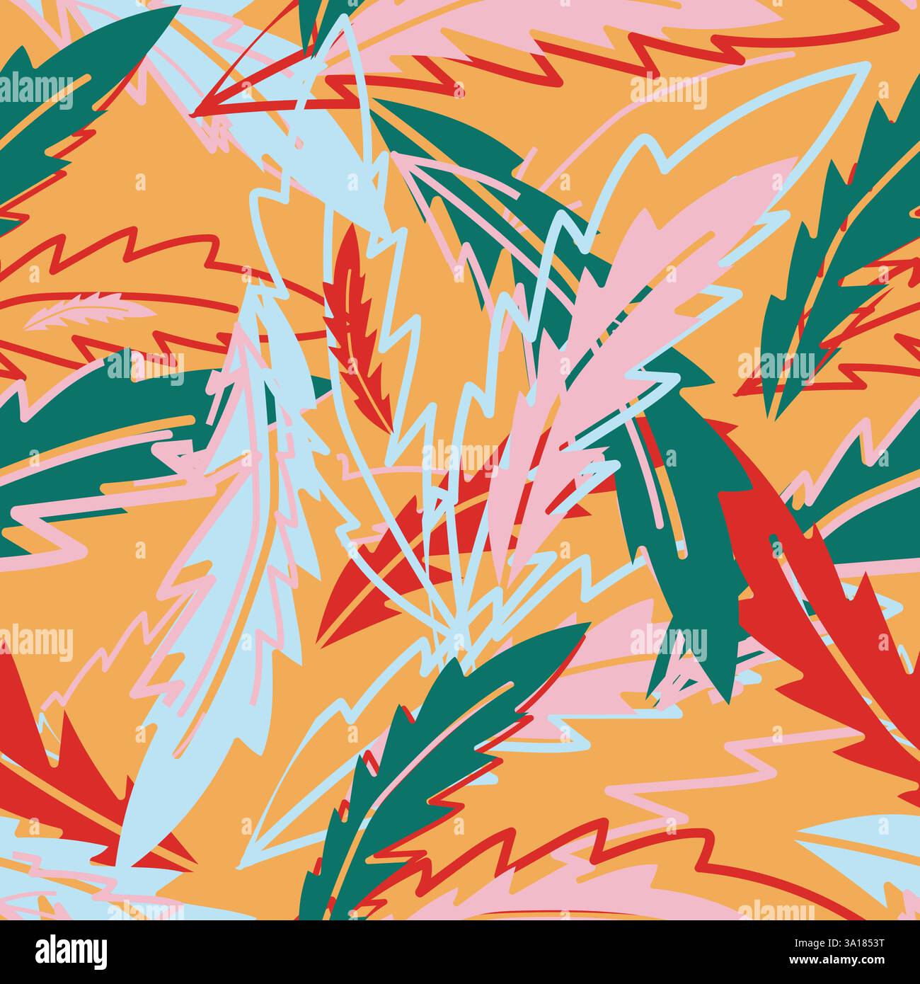 Modern exotic floral jungle pattern. Collage contemporary seamless ...