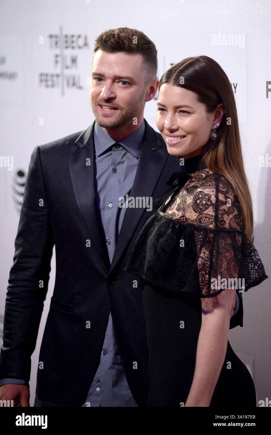 Justin Timberlake and Jessica Biel arriving at the premiere of 'The ...