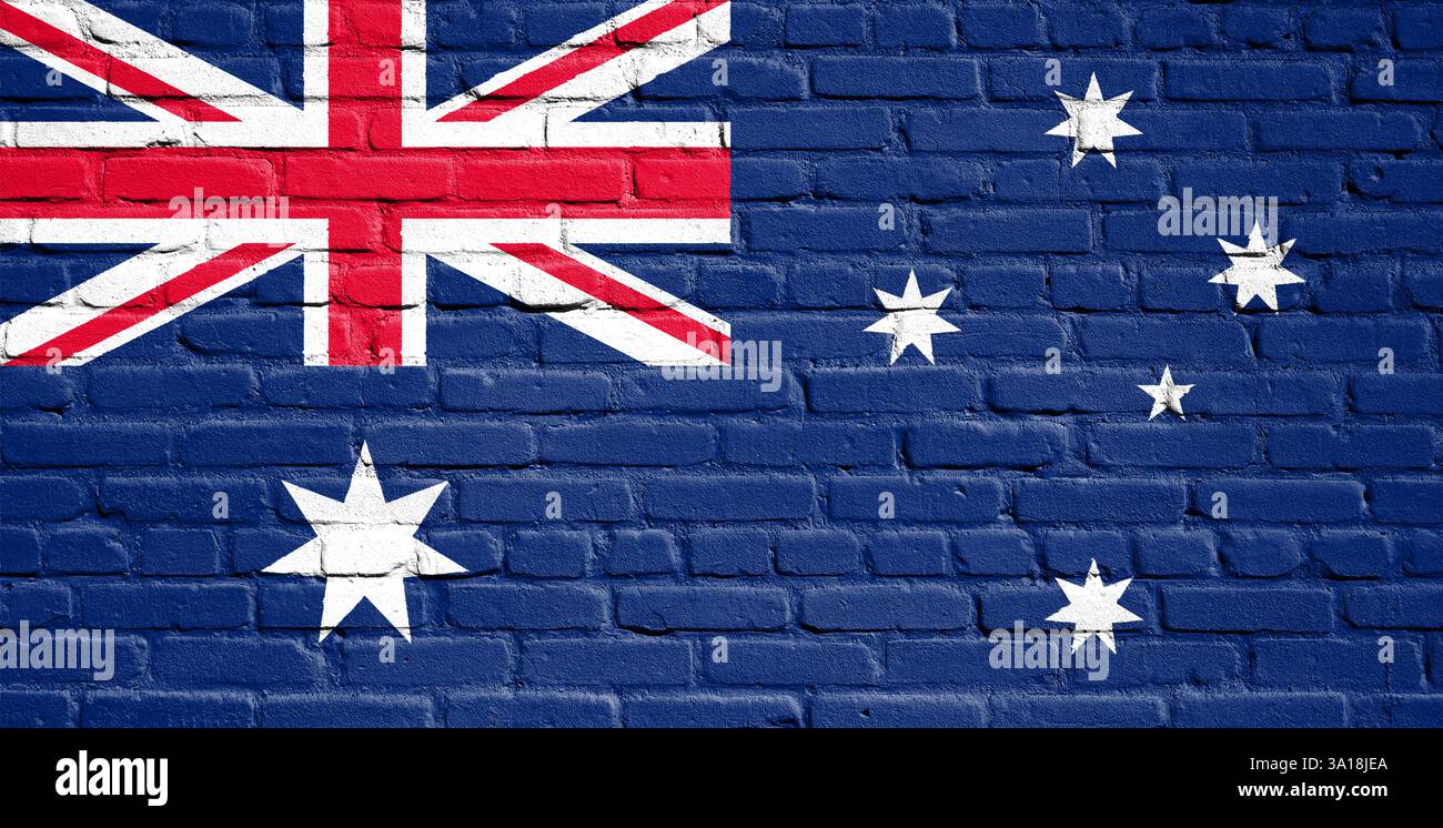 Flag of Australia painted on the brick wall Stock Photo