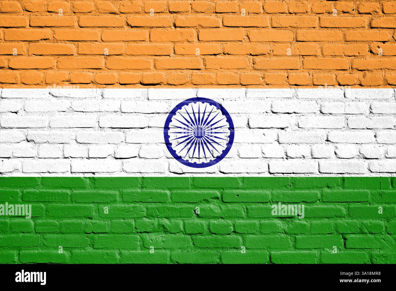 Flag of India painted on the brick wall Stock Photo - Alamy