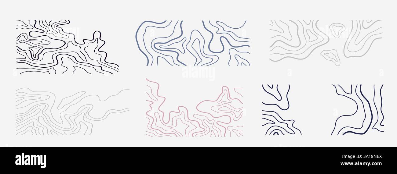Topography map shapes abstract wavy lines set Stock Vector Image & Art ...