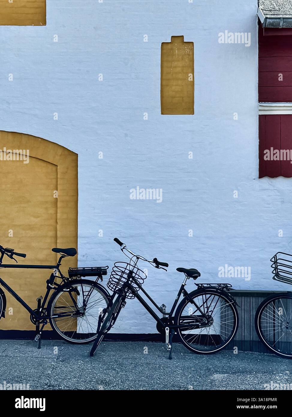 Bicycles outside building in Denmark - Smartphone Captured Stock Image Bicycles outside building in Denmark - Smartphone Captured Stock Image