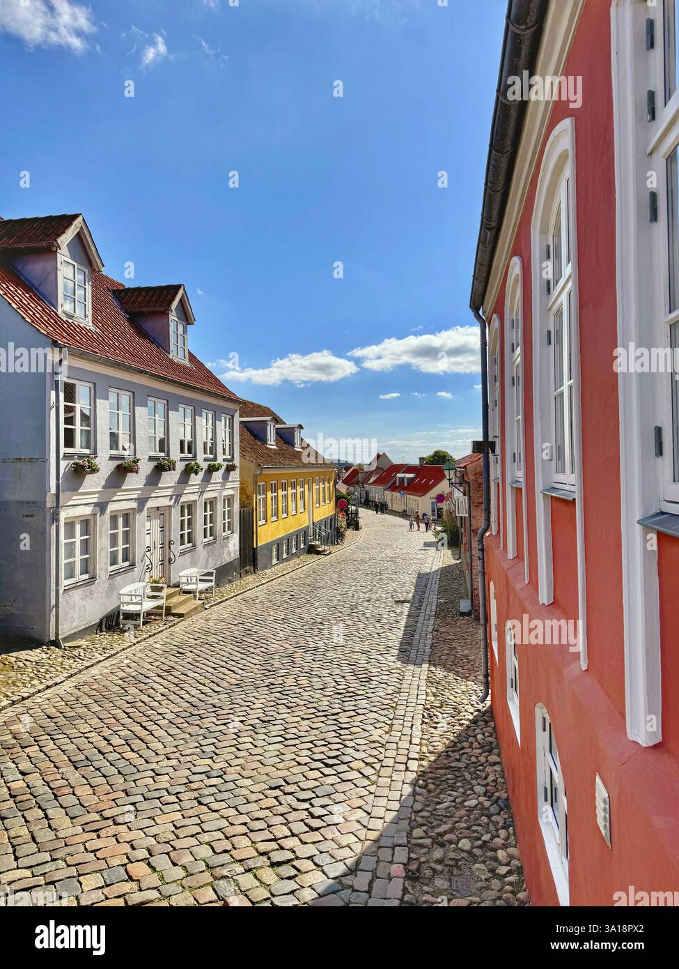 Cobblestoned street in Ebeltoft, Denmark - Smartphone Captured Stock Image