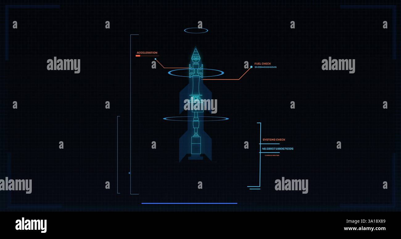 Image of data processing over rocket blueprint Stock Photo - Alamy