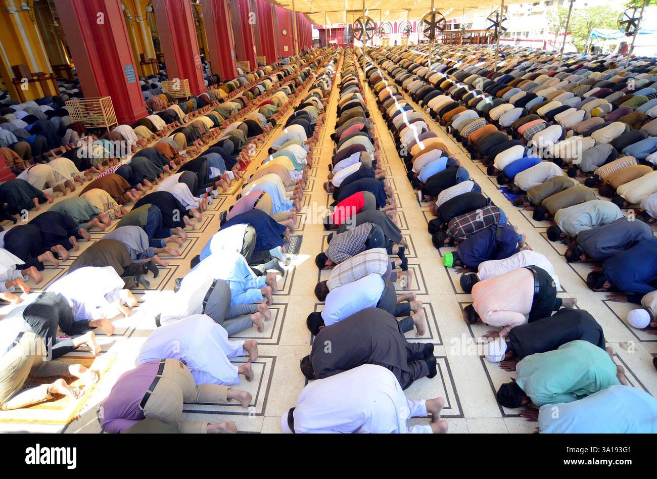 Faithfull Muslims are performing 1st Friday Prayer of the Holy Month of ...
