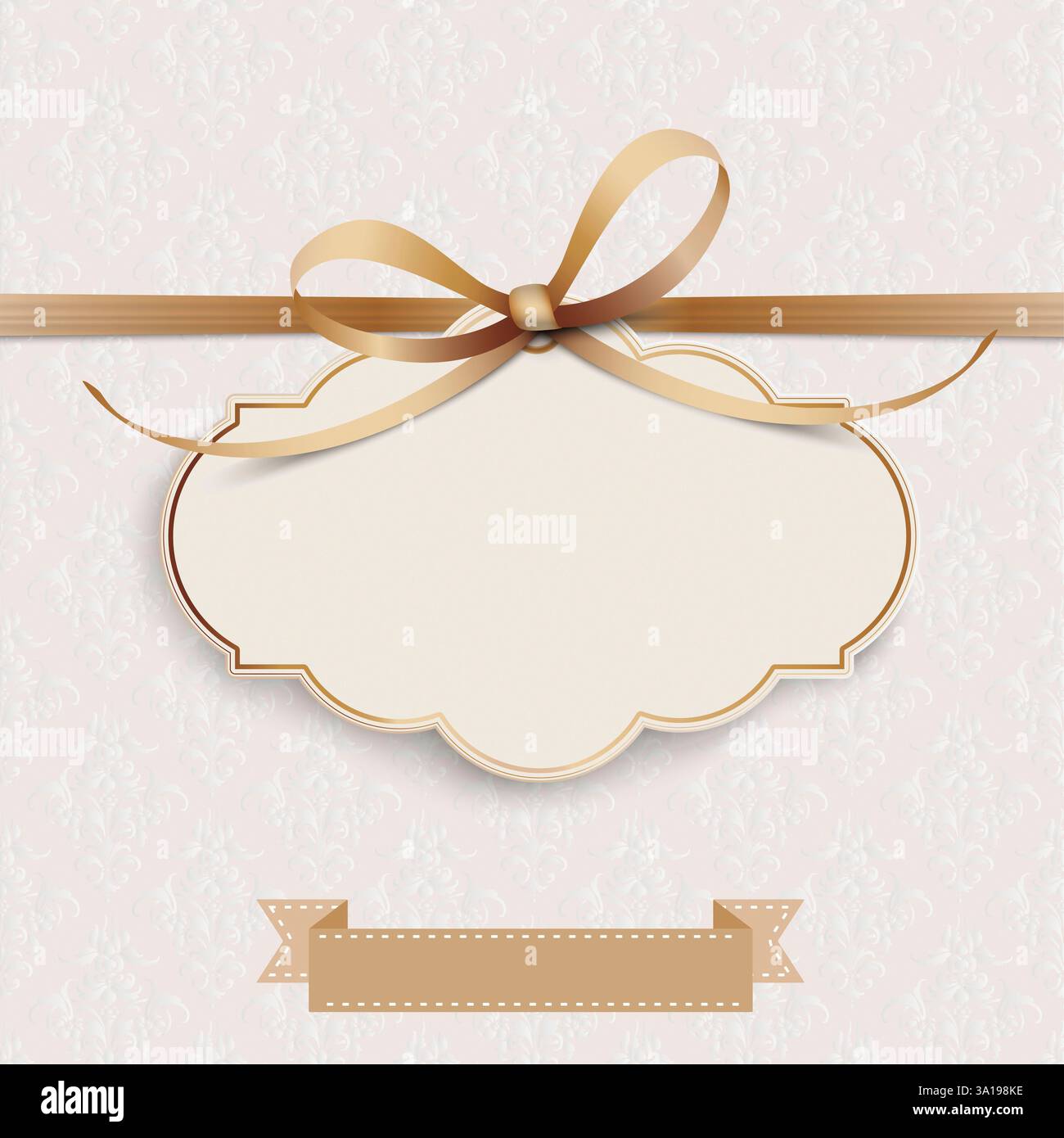 Noble ribbon wallpaper with classic emblem and classic ornaments Stock ...
