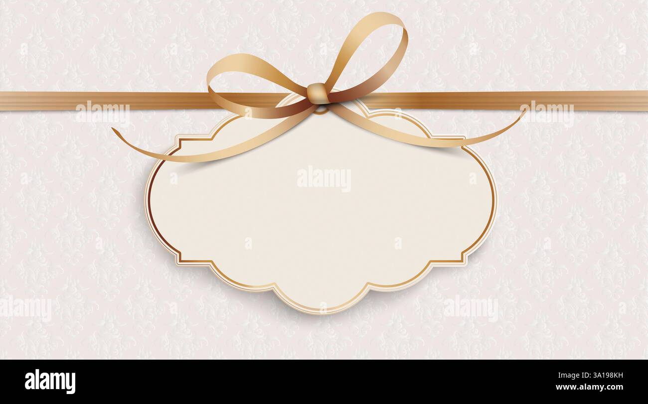 Noble ribbon wallpaper with classic emblem and classic ornaments Stock ...