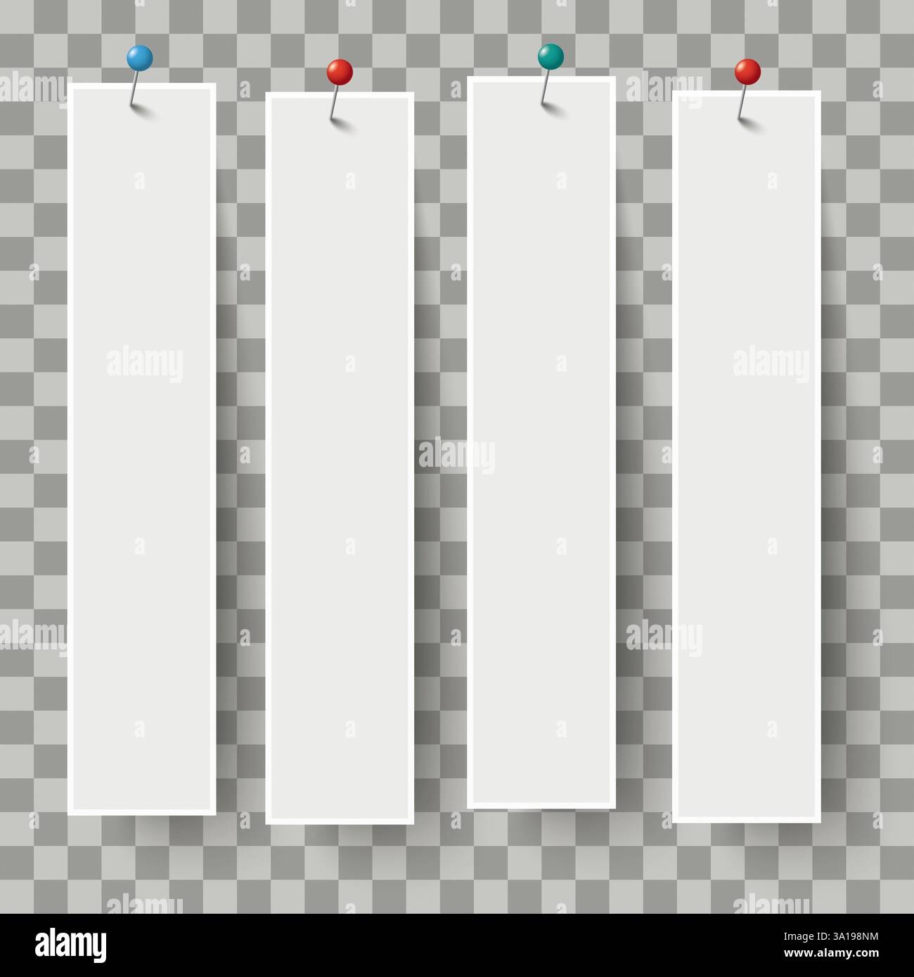 White frame banners with colored pins on the checked background Stock ...