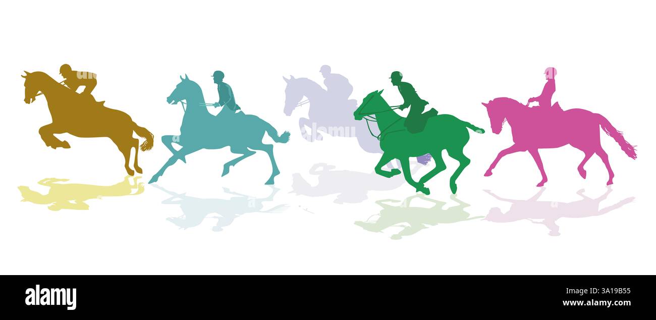A group of riders, isolated on white illustration Stock Photo - Alamy