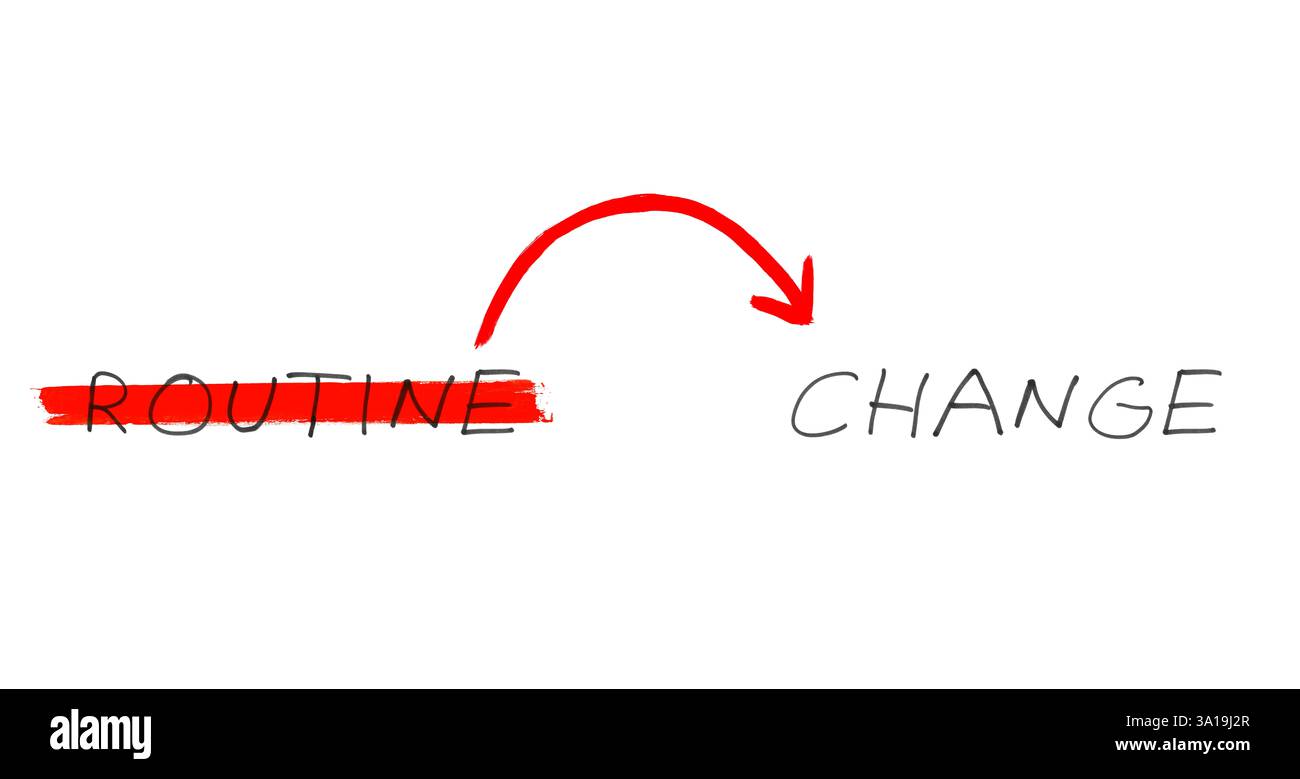 Change instead of routine - business concept from handwritten text with ...