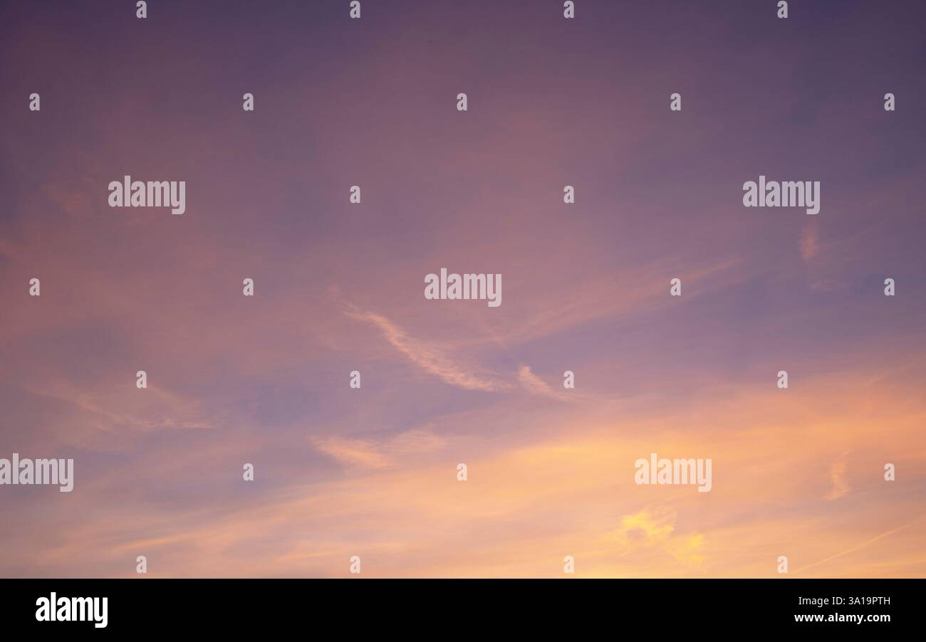 Morning sky with pastel-colored clouds Stock Photo