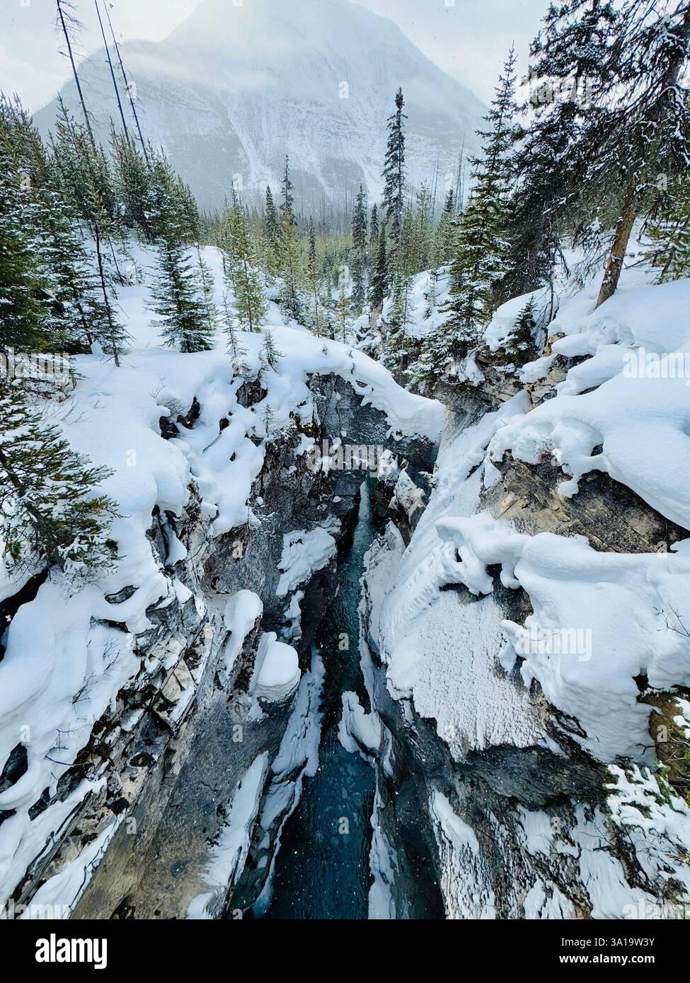 Marble Canyon view from the walkpath in the British Columbia in Alberta, Canada - Smartphone Captured Stock Image