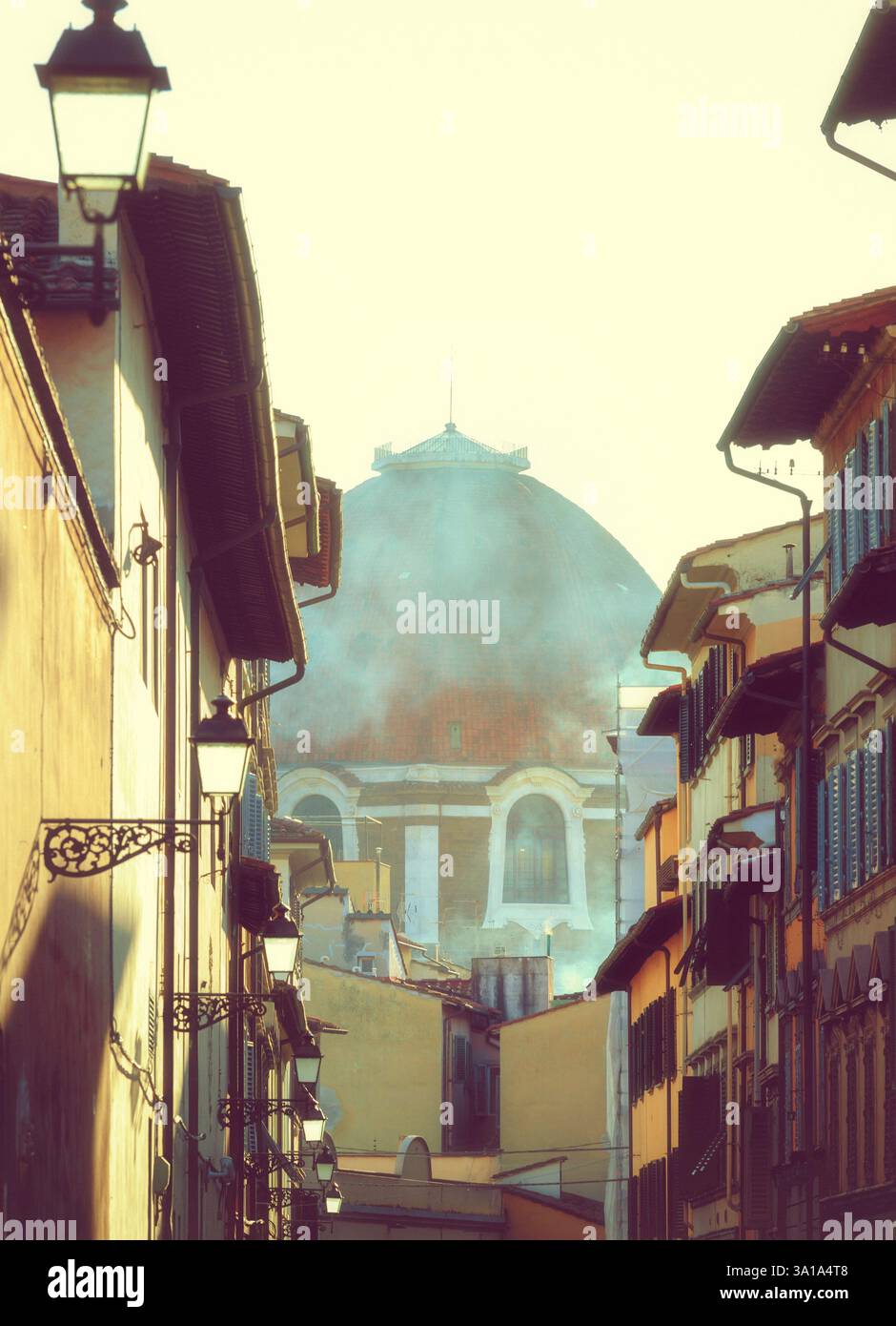 Partial view of Brunelleschi's Dome in Florence. Unusual view in a ...