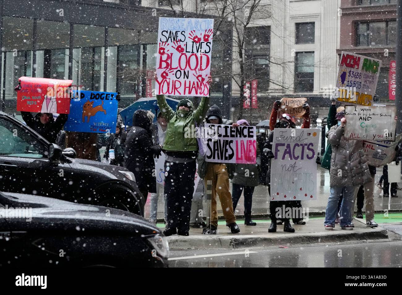 Science Cut Protest Signs People hold signs as they stand up for Science rally to protest the ...
