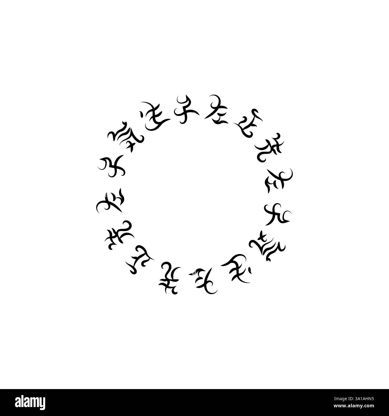 Round black hieroglyphs with curved strokes and cultural calligraphy ...