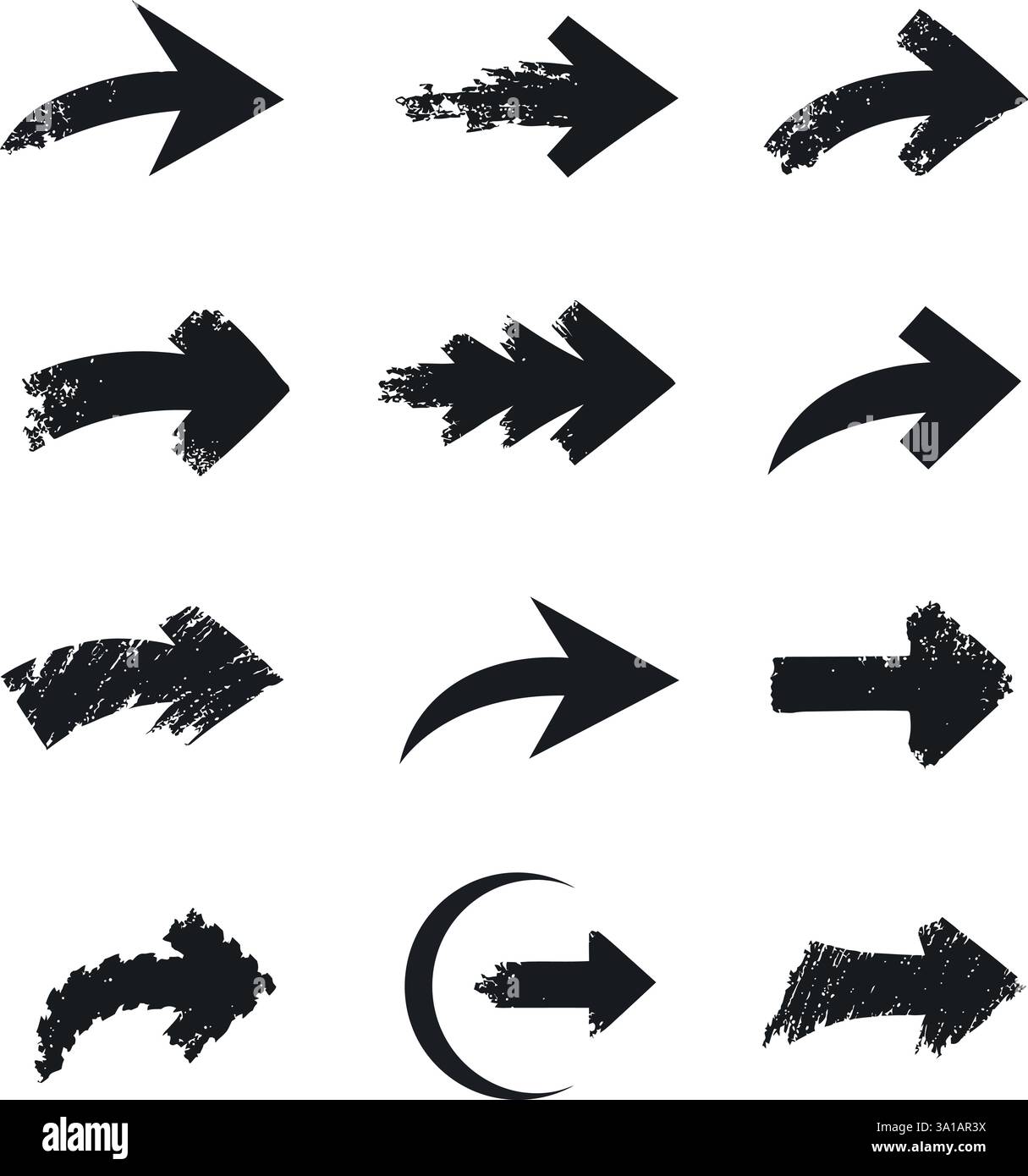 A set of bold black arrows showcasing diverse styles and orientations ...