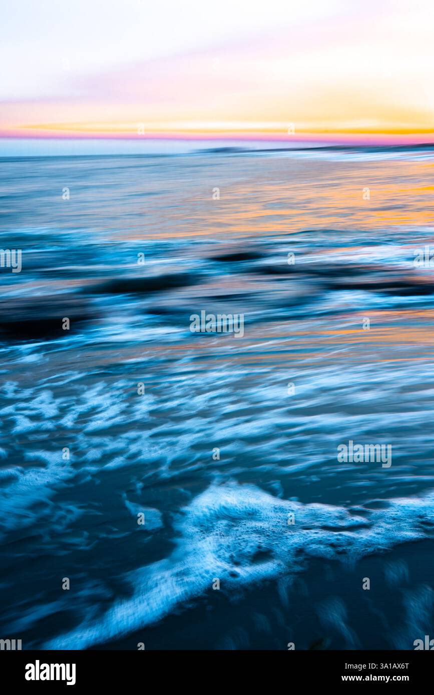 Dramatic motion blurred abstract Sunset Seascape Stock Photo