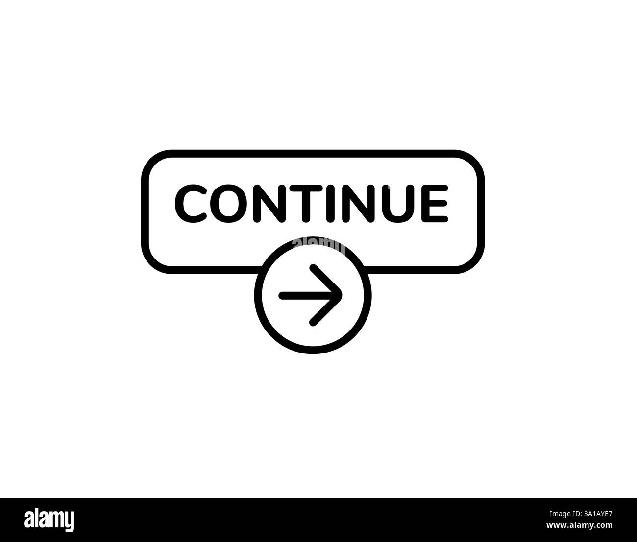 Simple continue button design with bold text and forward arrow icon ui ...
