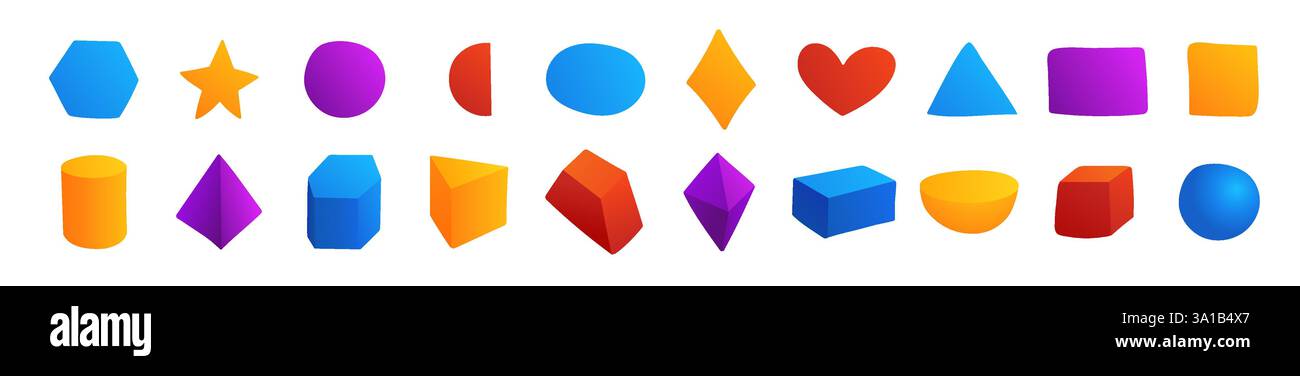 Geometric shapes like triangles, circles, and rhombuses for learning. Stock Vector