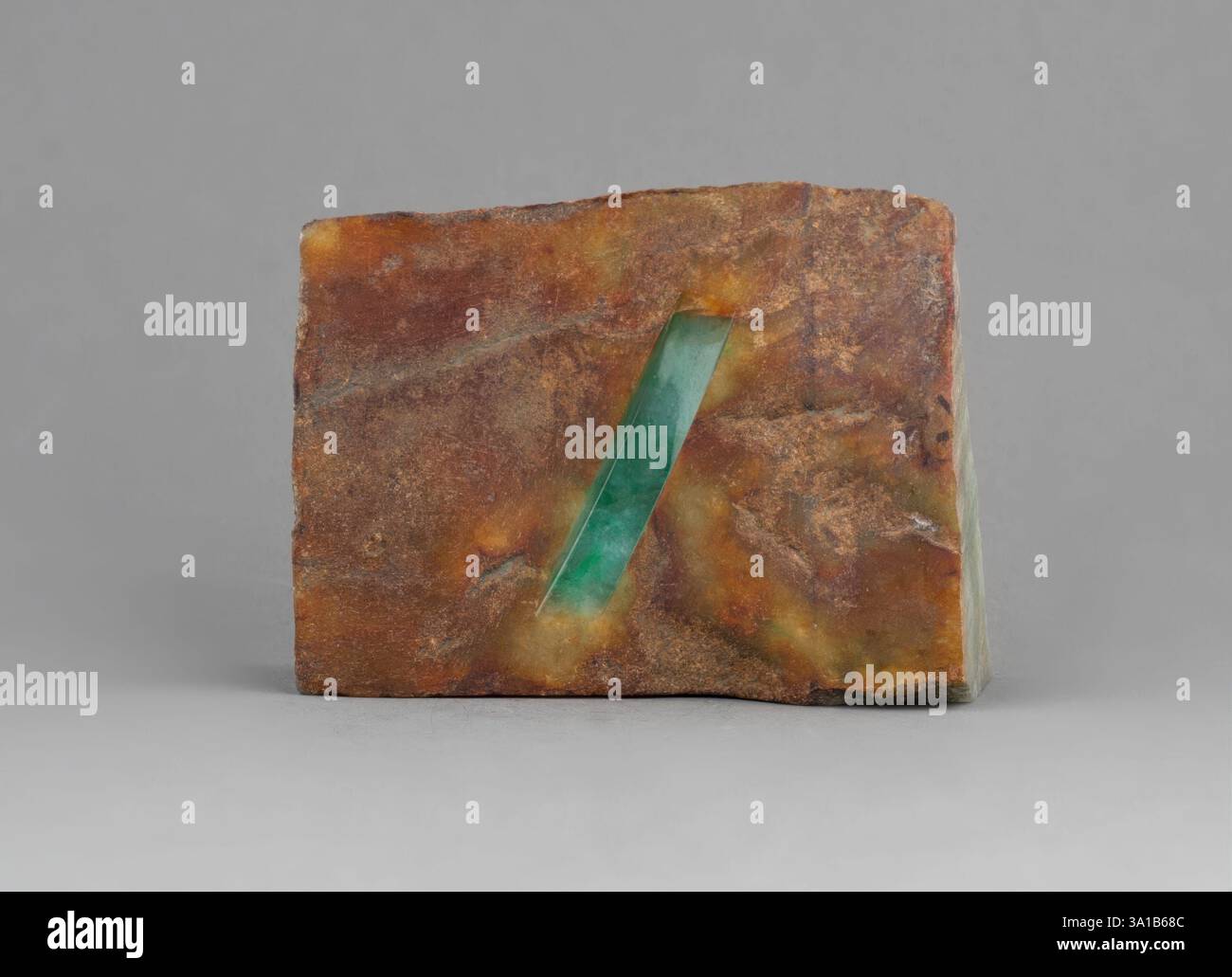 Burmese jadeite with polished groove. Stock Photo