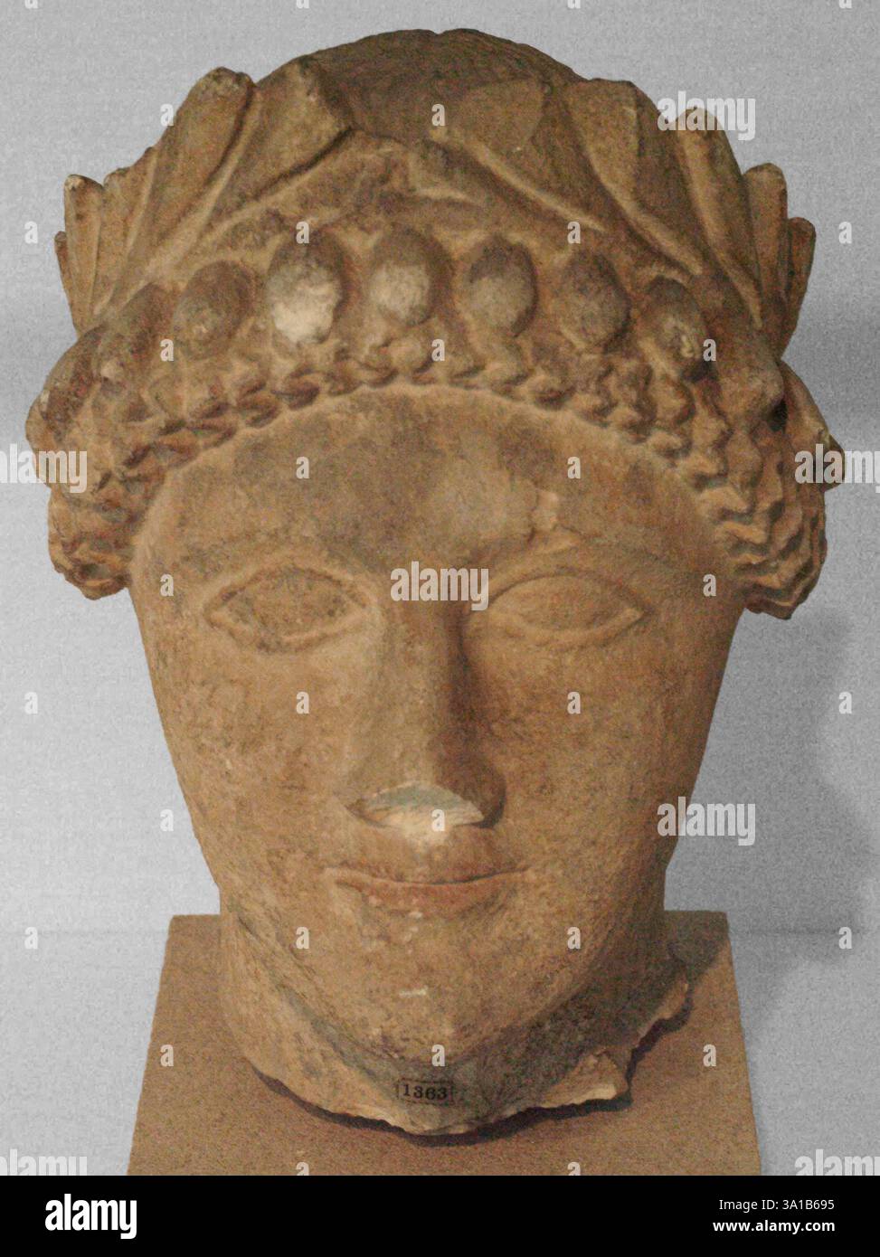 Head of Male Votary with Wreath, about 500-480 BC. Stock Photo
