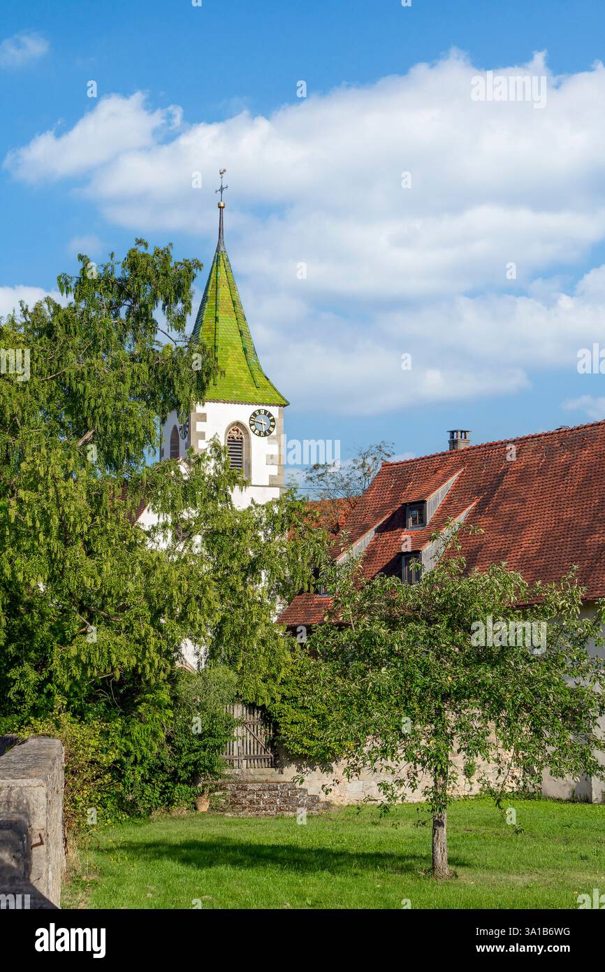 Tübingen - Kilchberg, The Protestant St. Martin's Church is registered as an architectural monument with the Baden-Württemberg State Office for the Preservation of Monuments. Stock Photo