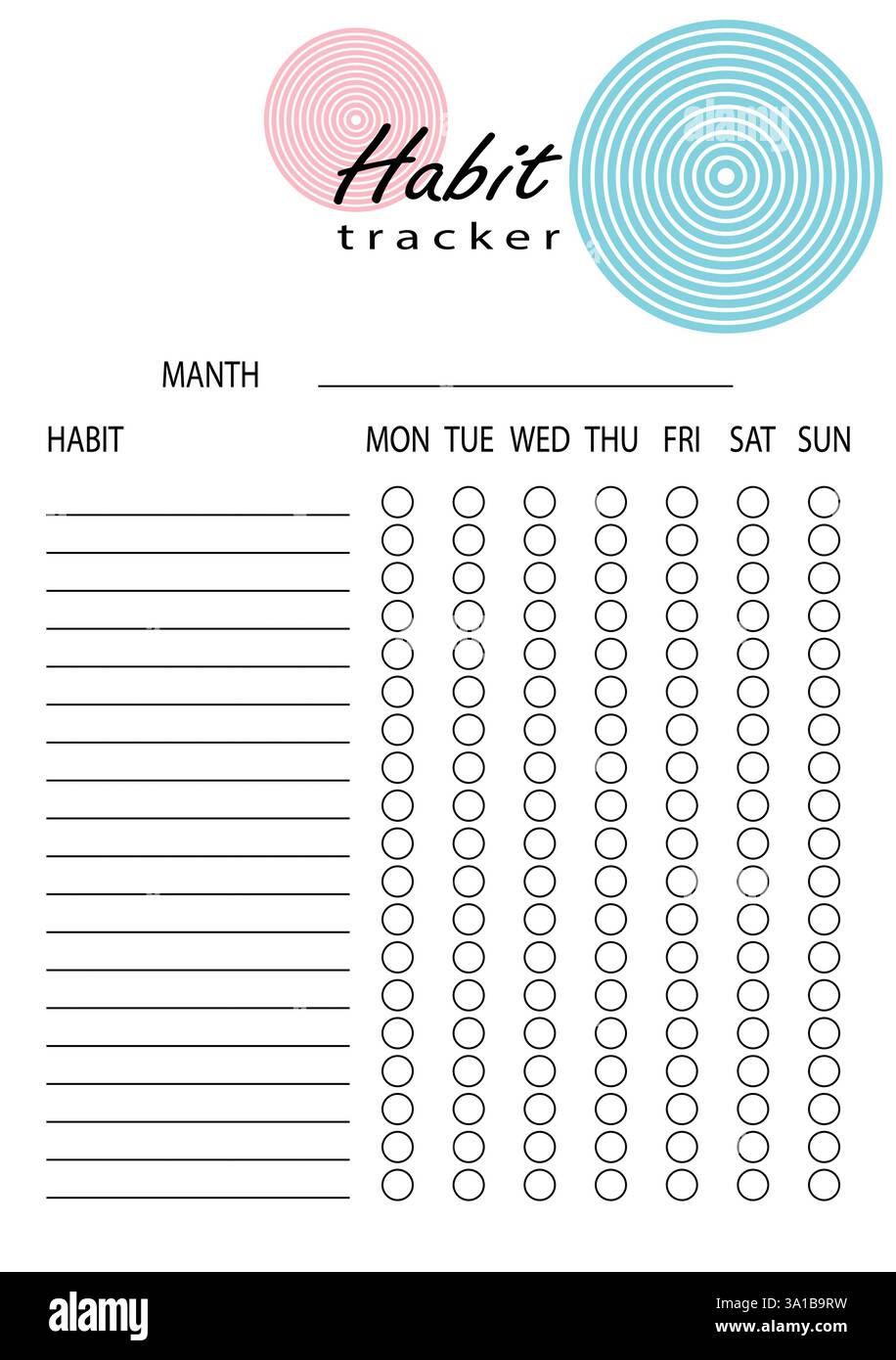 Habit tracker for WEEK. Template mockup. Vector personal organizer. Minimalist simple planner Stock Vector