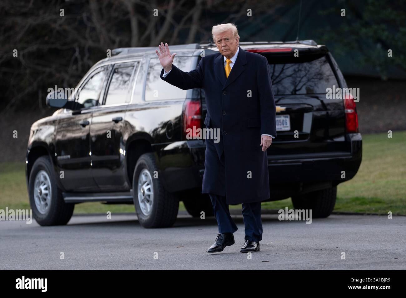 United States President Donald J Trump departs the White House in ...