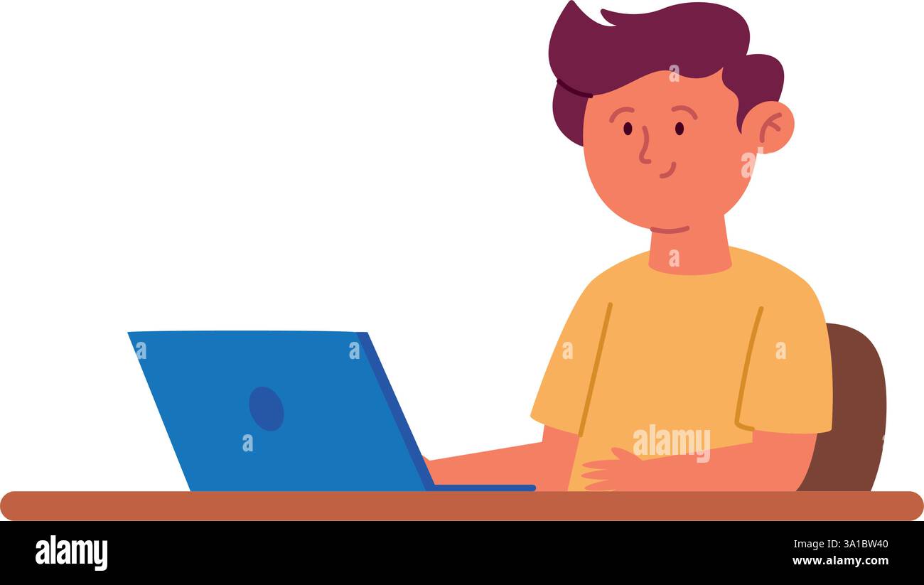 Student on Computer Learning Digital Stock Vector Image & Art - Alamy