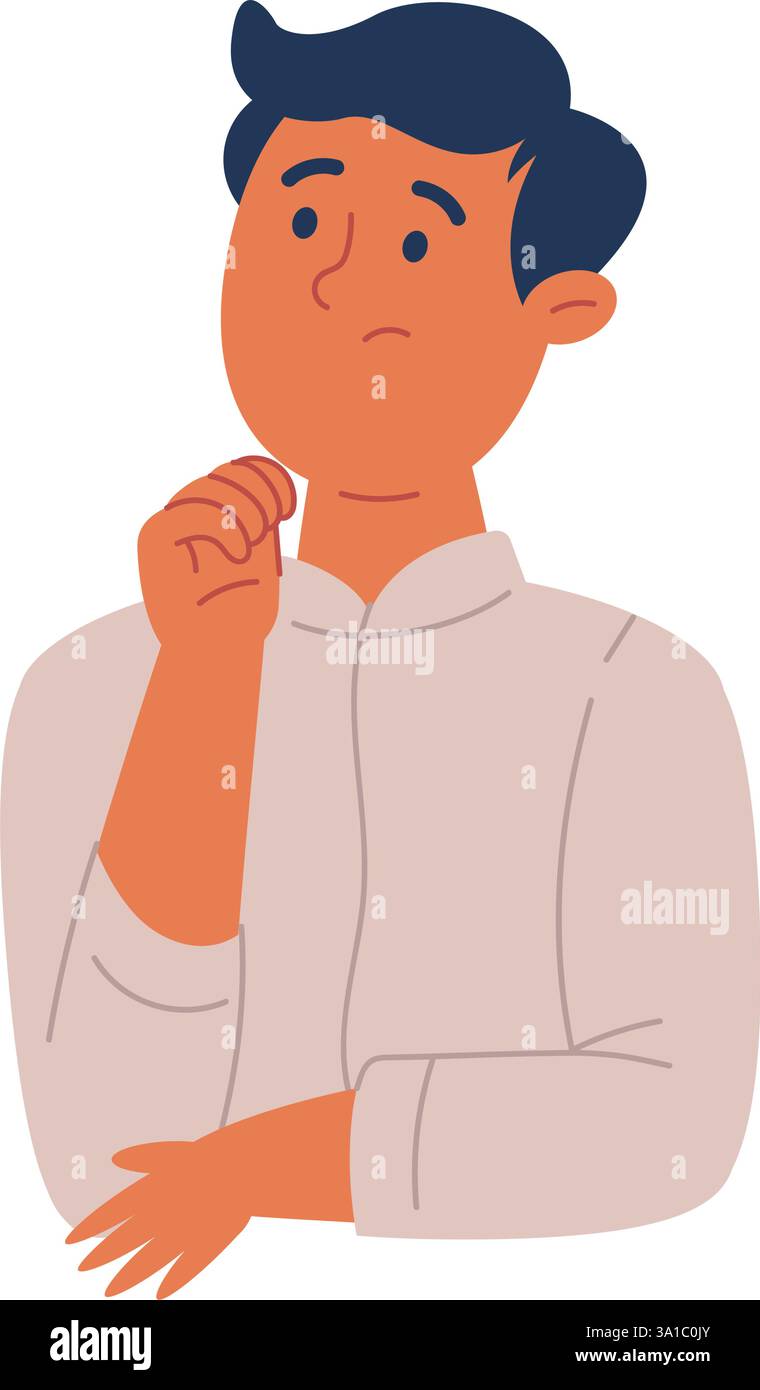 Thoughtful man chin on Stock Vector Images - Alamy