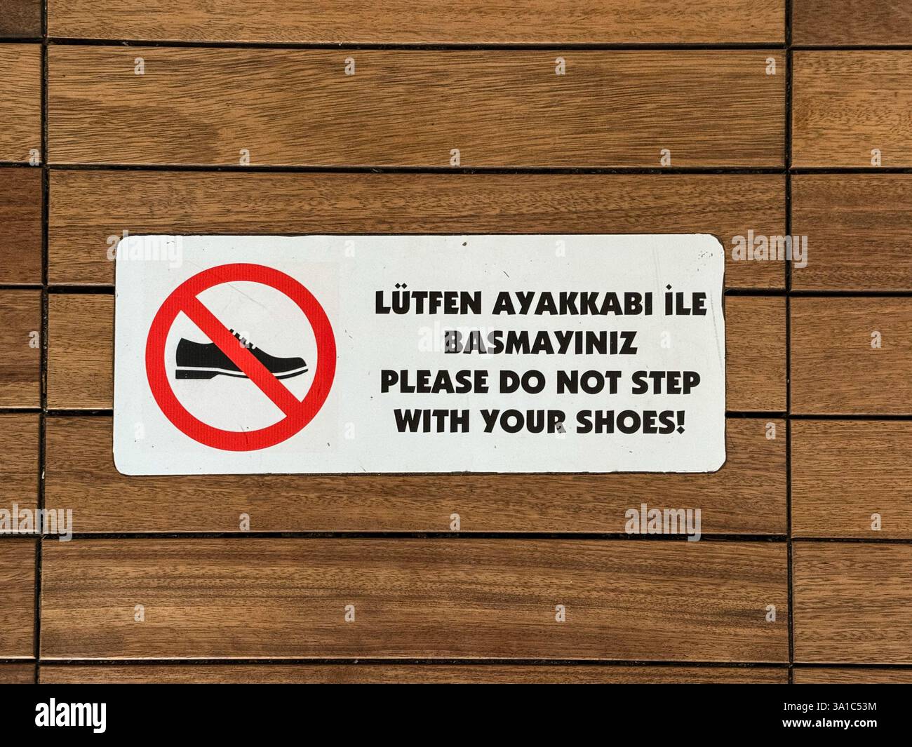 Turkey, Turkiye. Sign Reminding Visitors ro Remove Shoes before ...
