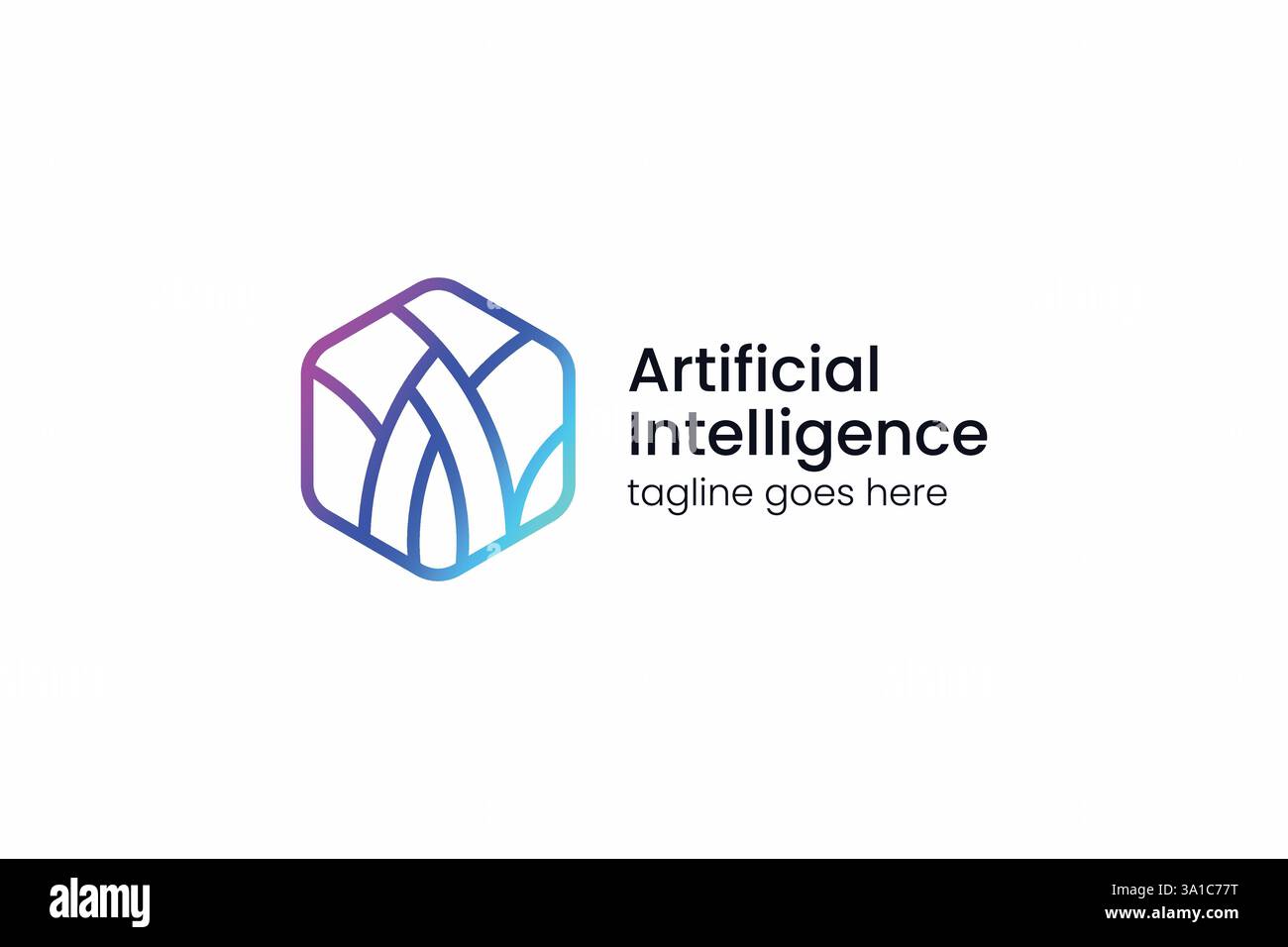 Futuristic AI Logo Featuring Geometric Hexagon and Advanced Technology Elements Stock Vector