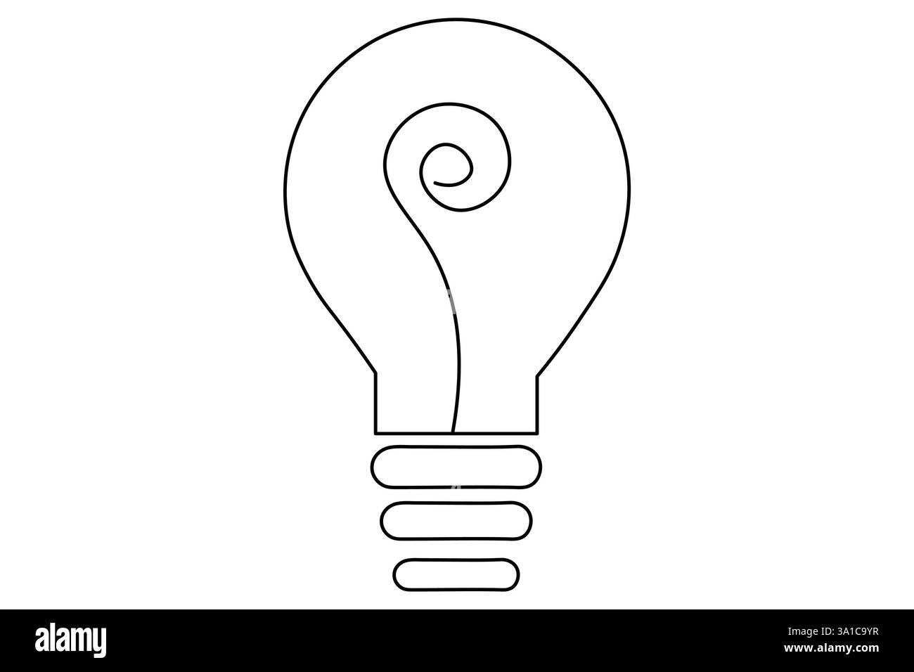 Continuous one line art light bulb symbol idea and creativity isolated ...
