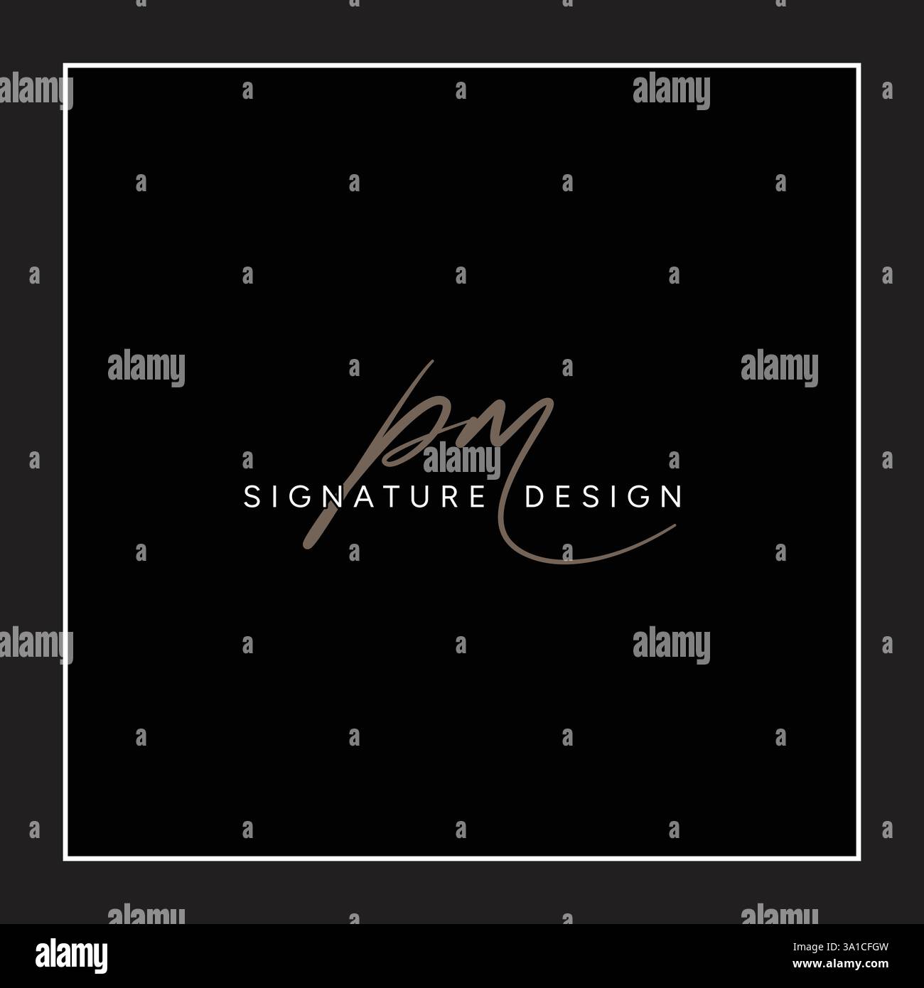 PM Initial Letter Signature Logo Template - Handwritten Vector Logo Template Stock Vector