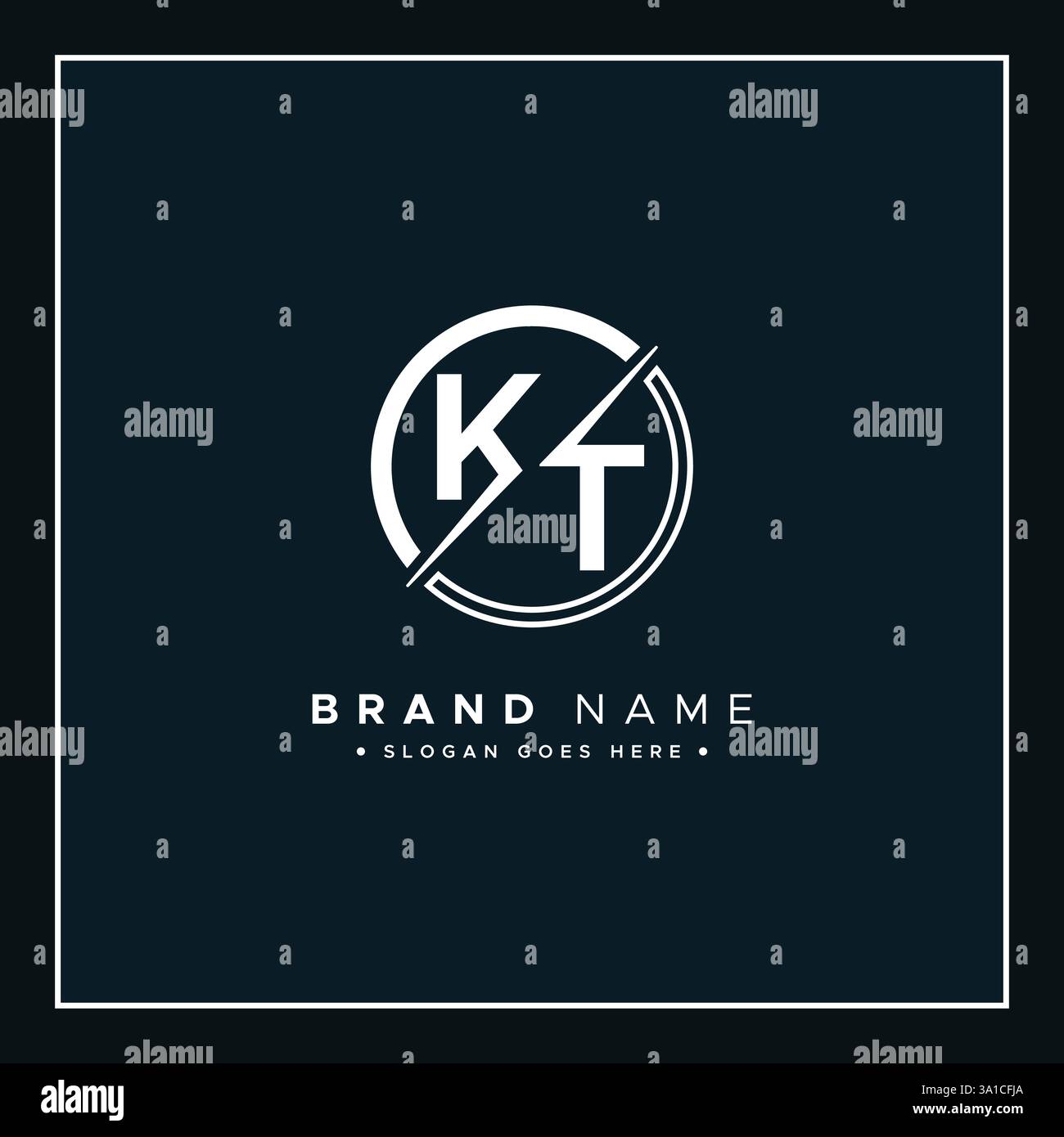 KT Vector Logo Template - Simple Icon for Initial Letter K and T Monogram Stock Vector
