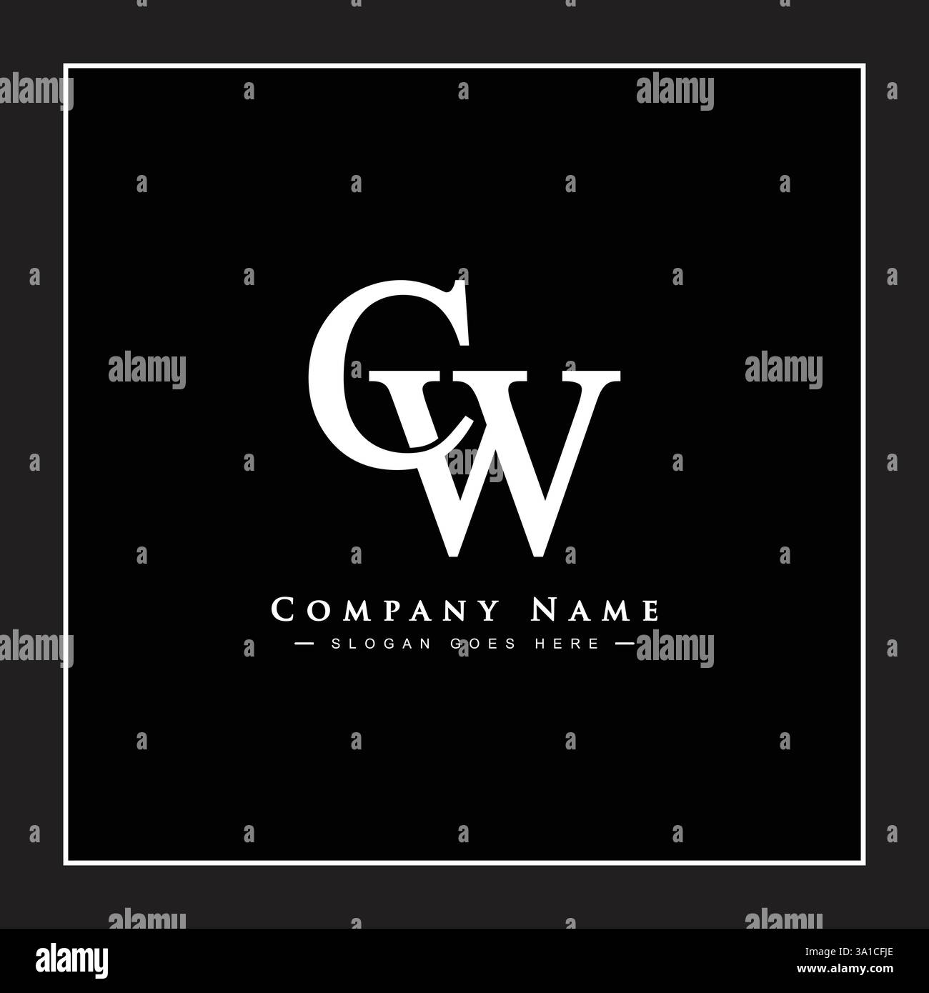 Creative Logo for Initials CW in Monogram Style - Vector Template for Initial Letter C and W Stock Vector
