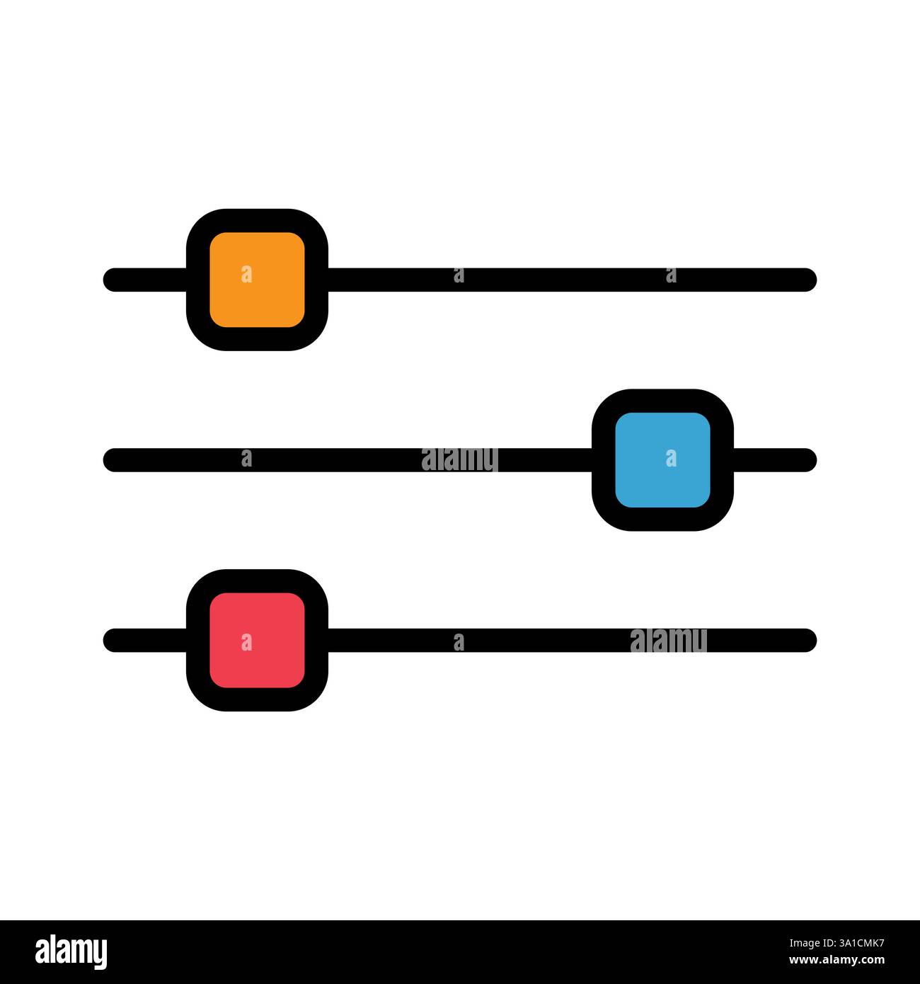 Volume mixer control icon, filter sound symbol button, switch sign vector illustration . Stock Vector