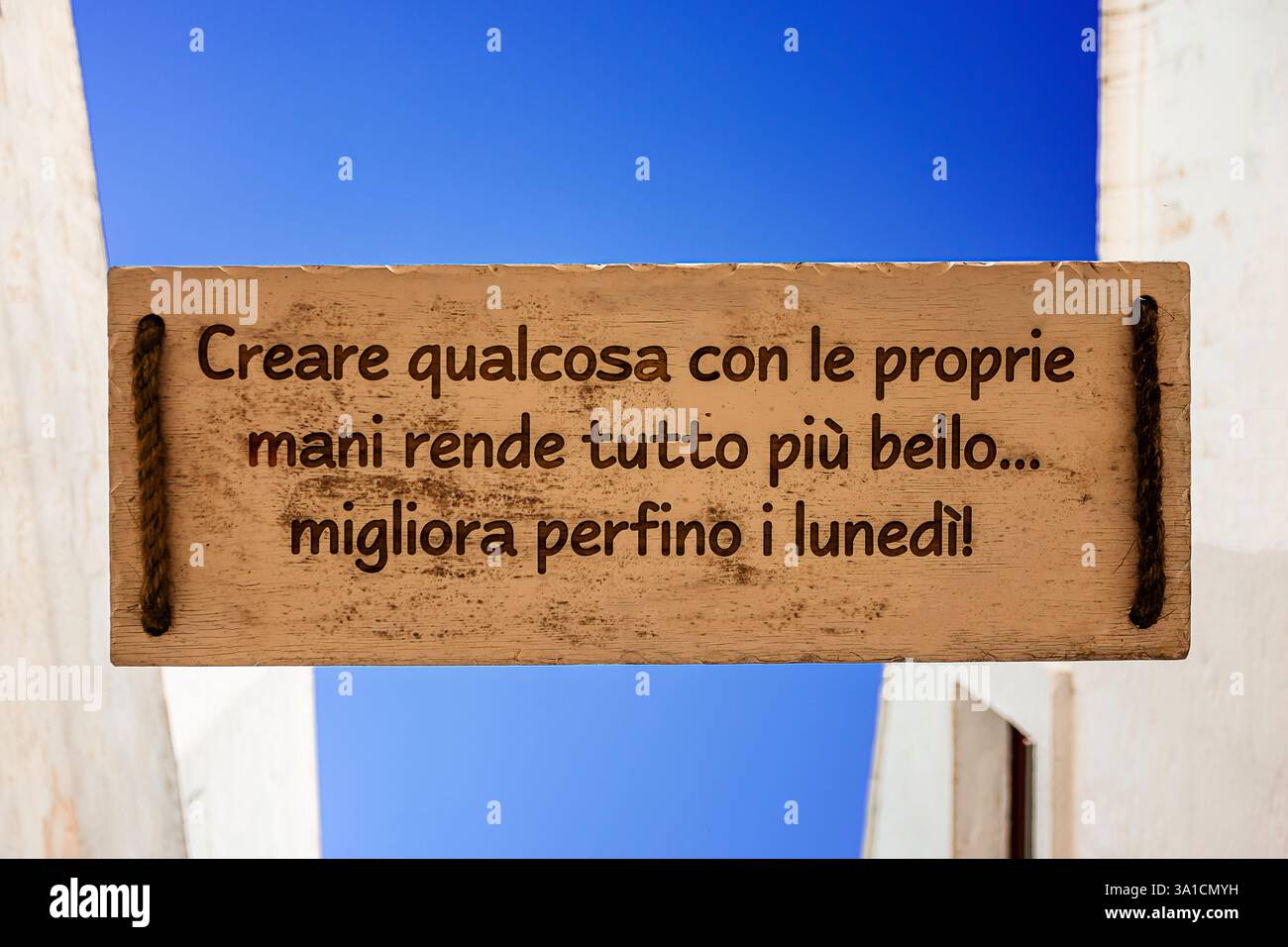 message on a wooden board celebrates creative abilities Stock Photo