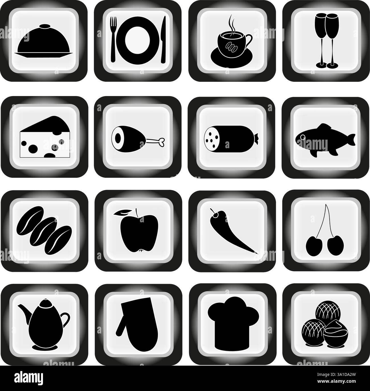 Set glasses icons drink Black and White Stock Photos & Images - Alamy