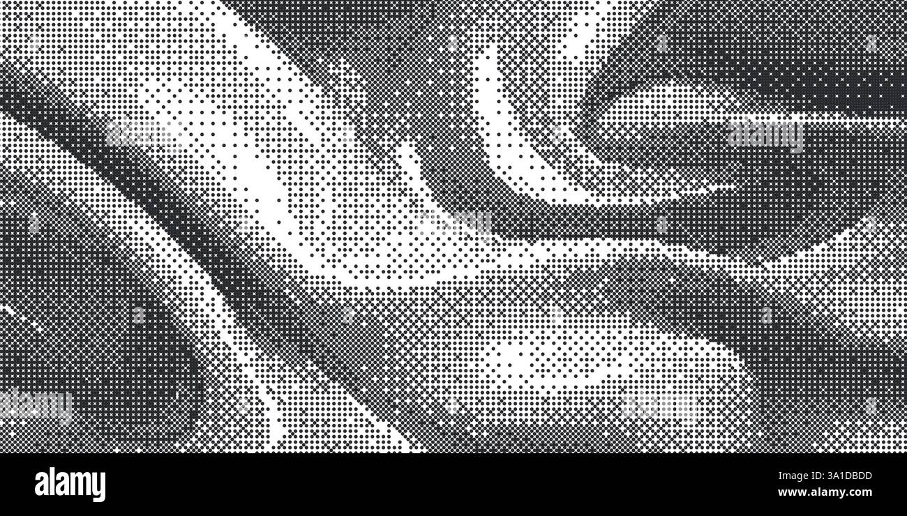 Vector gradient halftone dots grunge wavy background Stock Vector