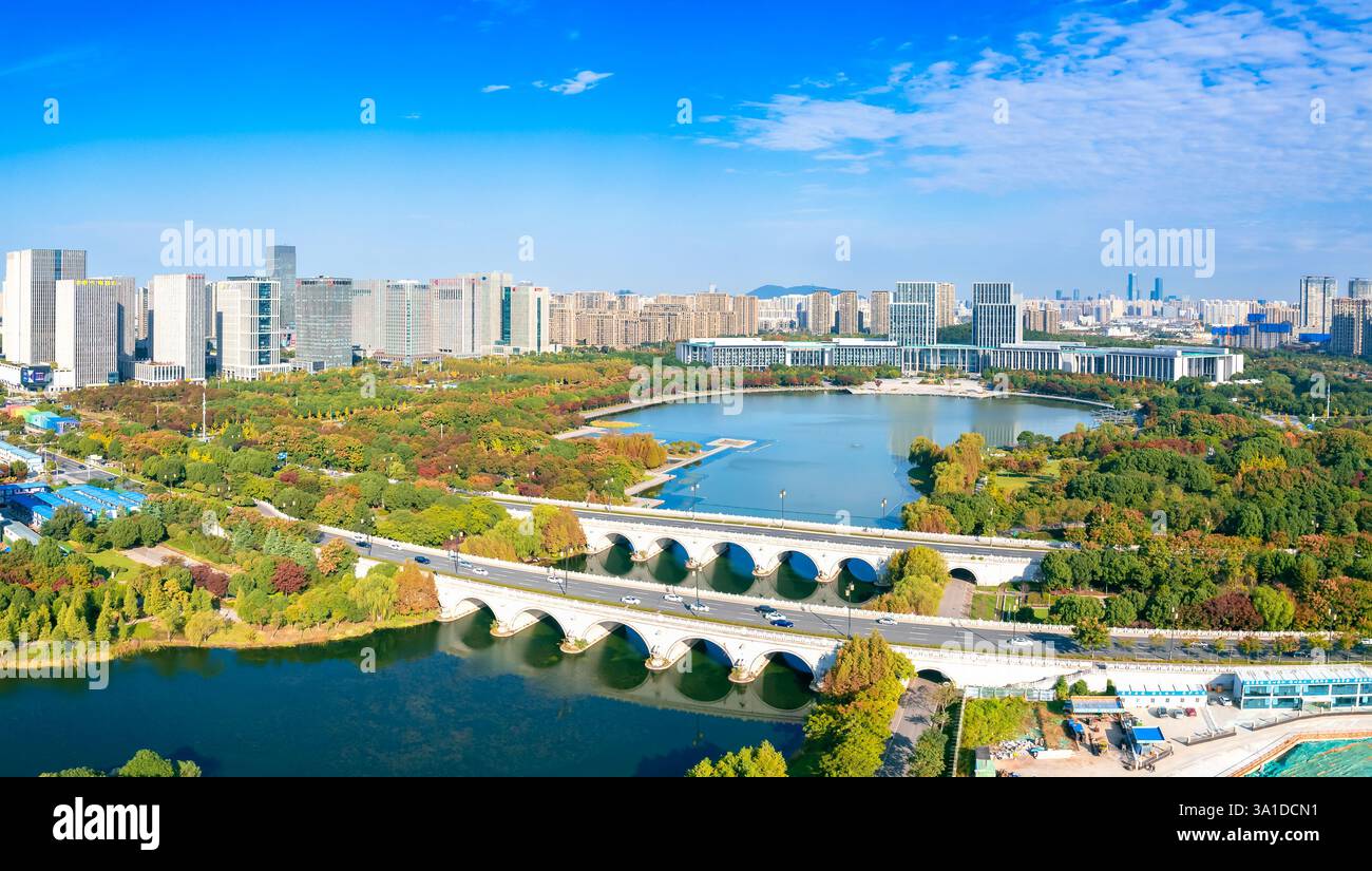 Cityscape of Wuxi City, Jiangsu Province, China Stock Photo