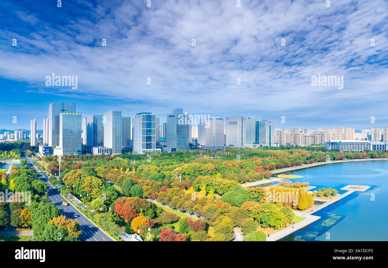 Cityscape of Wuxi City, Jiangsu Province, China Stock Photo