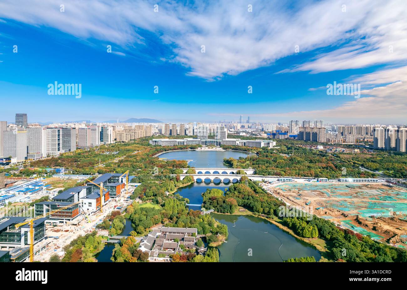 Cityscape of Wuxi City, Jiangsu Province, China Stock Photo