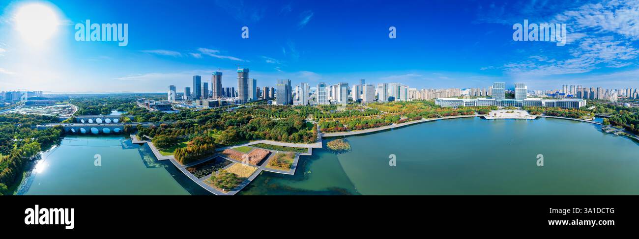 Cityscape of Wuxi City, Jiangsu Province, China Stock Photo