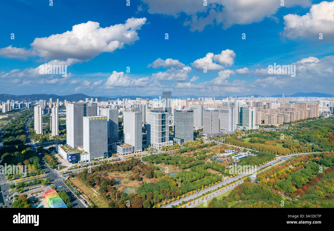 Cityscape of Wuxi City, Jiangsu Province, China Stock Photo