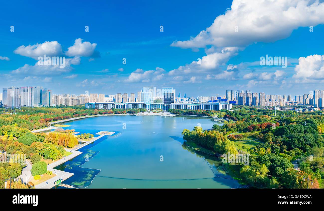Cityscape of Wuxi City, Jiangsu Province, China Stock Photo